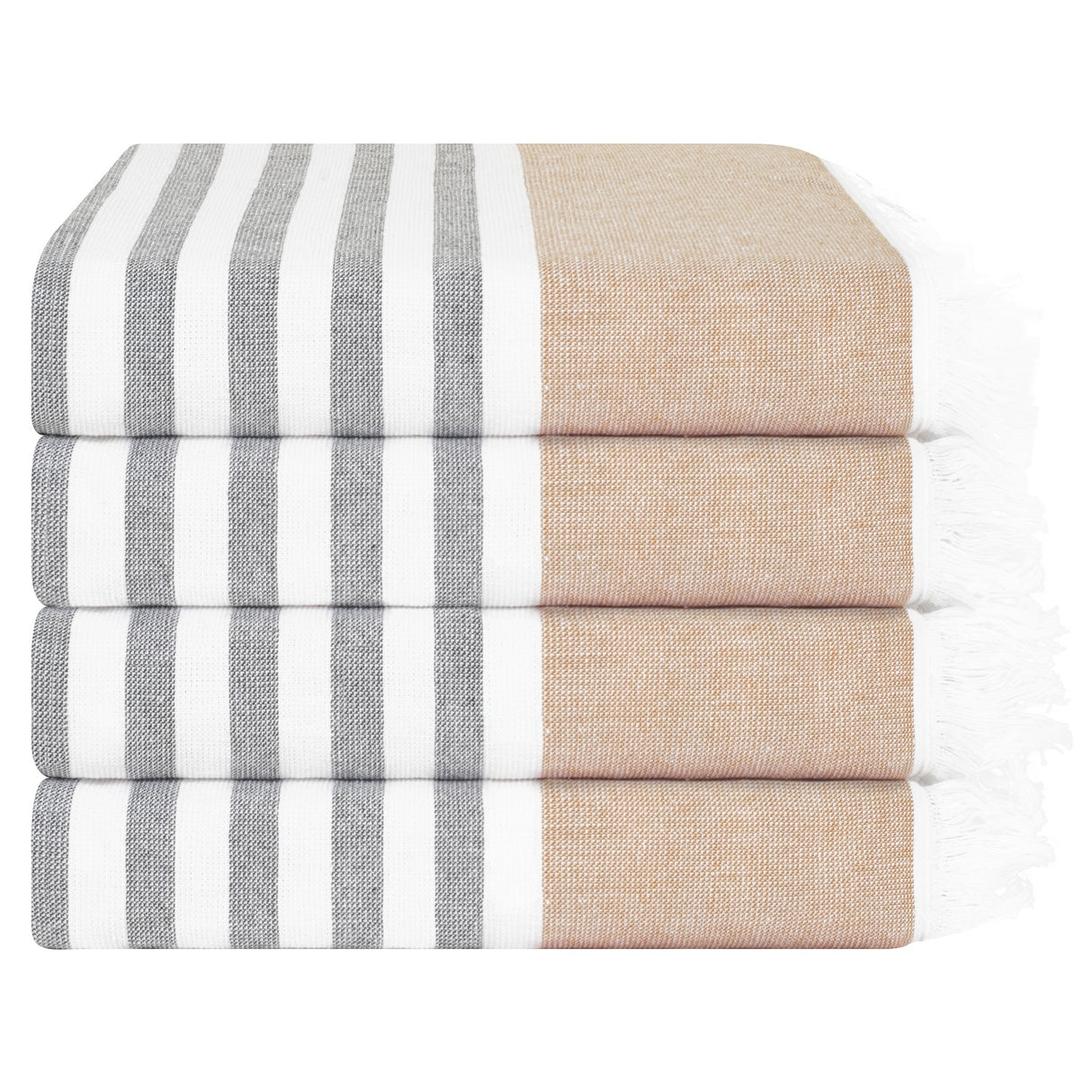 4 Packed Terry Peshtemal and Premium Beach Towel, Mediterranean Cotton Turkish Peshtemals, 35" x 60", Modern & Traditional Turkish Bath Towels