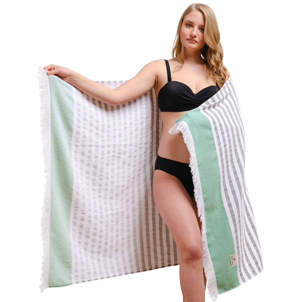 4 Packed Terry Peshtemal and Premium Beach Towel, Mediterranean Cotton Turkish Peshtemals, 35" x 60", Modern & Traditional Turkish Bath Towels