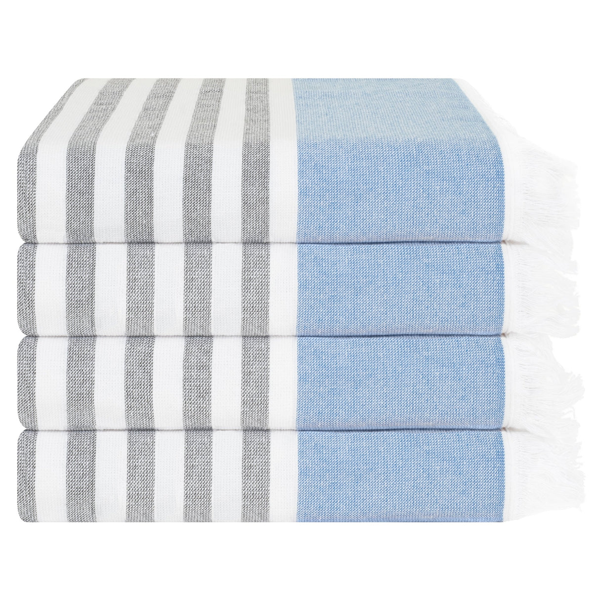 4 Packed Terry Peshtemal and Premium Beach Towel, Mediterranean Cotton Turkish Peshtemals, 35" x 60", Modern & Traditional Turkish Bath Towels