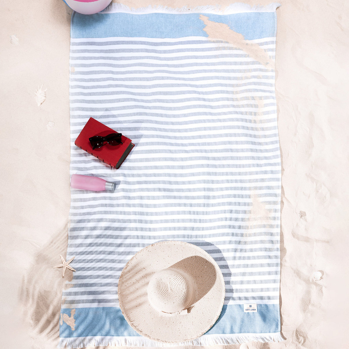 4 Packed Terry Peshtemal and Premium Beach Towel, Mediterranean Cotton Turkish Peshtemals, 35" x 60", Modern & Traditional Turkish Bath Towels