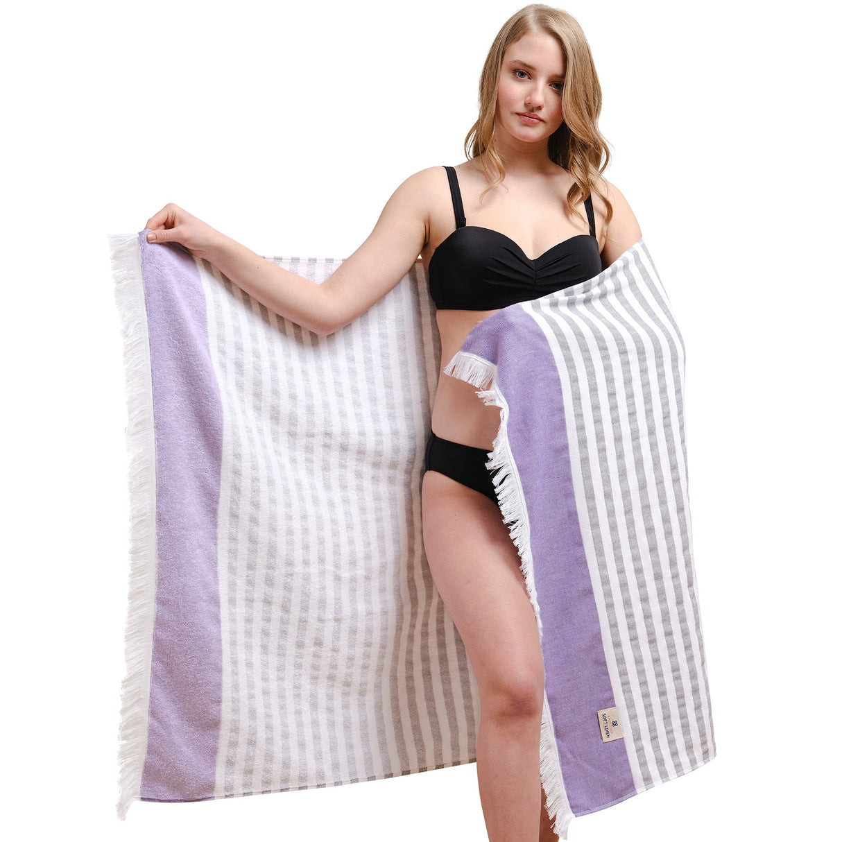 4 Packed Terry Peshtemal and Premium Beach Towel, Mediterranean Cotton Turkish Peshtemals, 35" x 60", Modern & Traditional Turkish Bath Towels