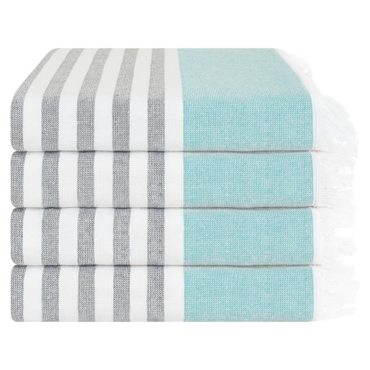 4 Packed Terry Peshtemal and Premium Beach Towel, Mediterranean Cotton Turkish Peshtemals, 35" x 60", Modern & Traditional Turkish Bath Towels
