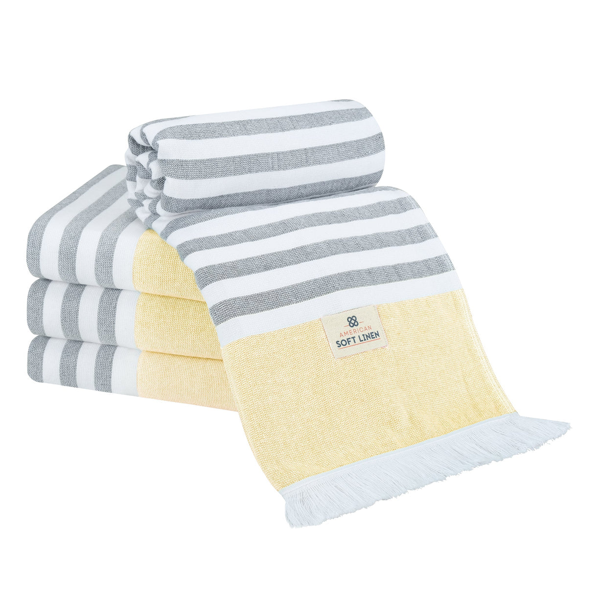 4 Packed Terry Peshtemal and Premium Beach Towel, Mediterranean Cotton Turkish Peshtemals, 35" x 60", Modern & Traditional Turkish Bath Towels