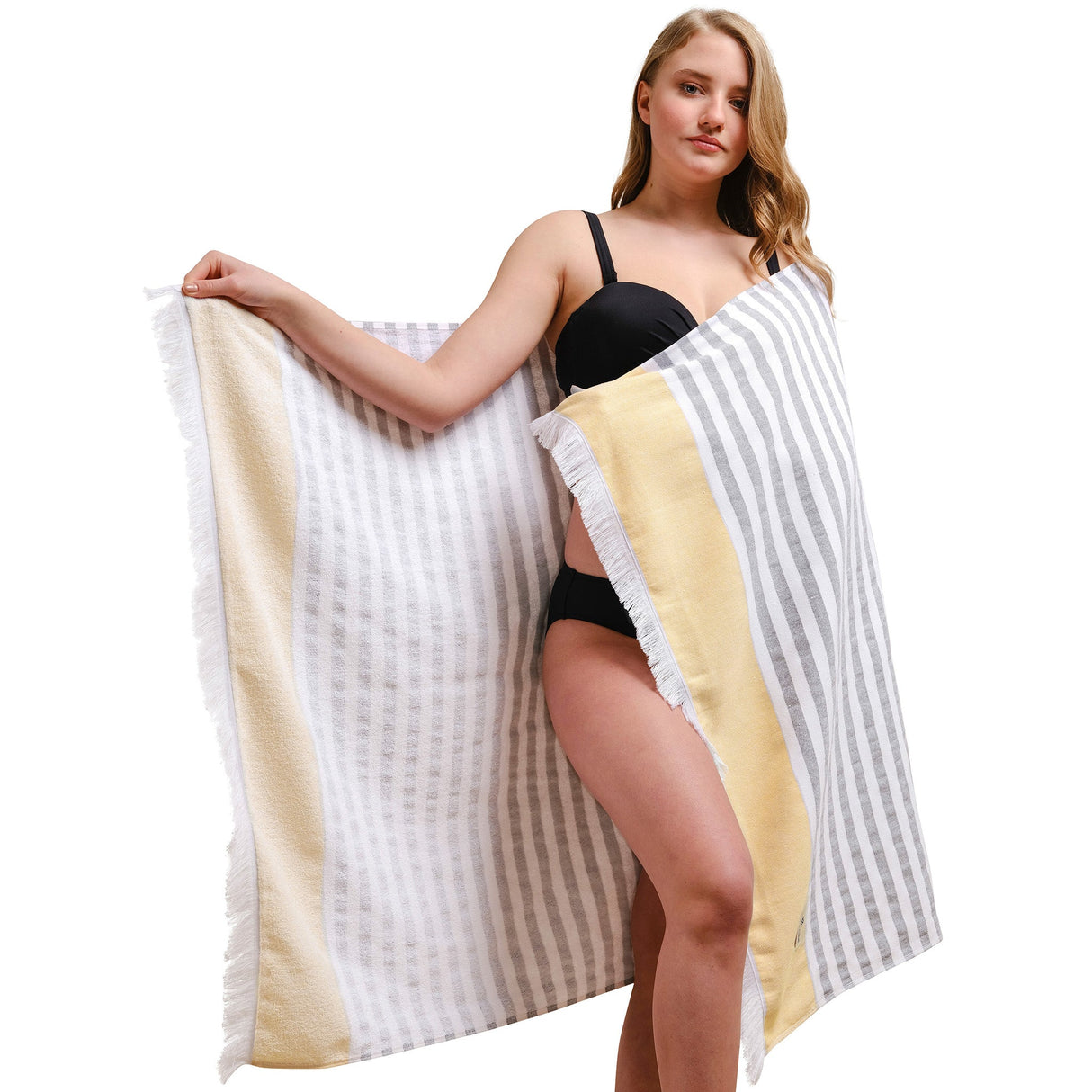 4 Packed Terry Peshtemal and Premium Beach Towel, Mediterranean Cotton Turkish Peshtemals, 35" x 60", Modern & Traditional Turkish Bath Towels
