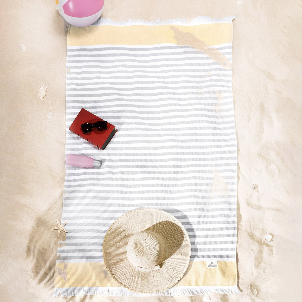 4 Packed Terry Peshtemal and Premium Beach Towel, Mediterranean Cotton Turkish Peshtemals, 35" x 60", Modern & Traditional Turkish Bath Towels