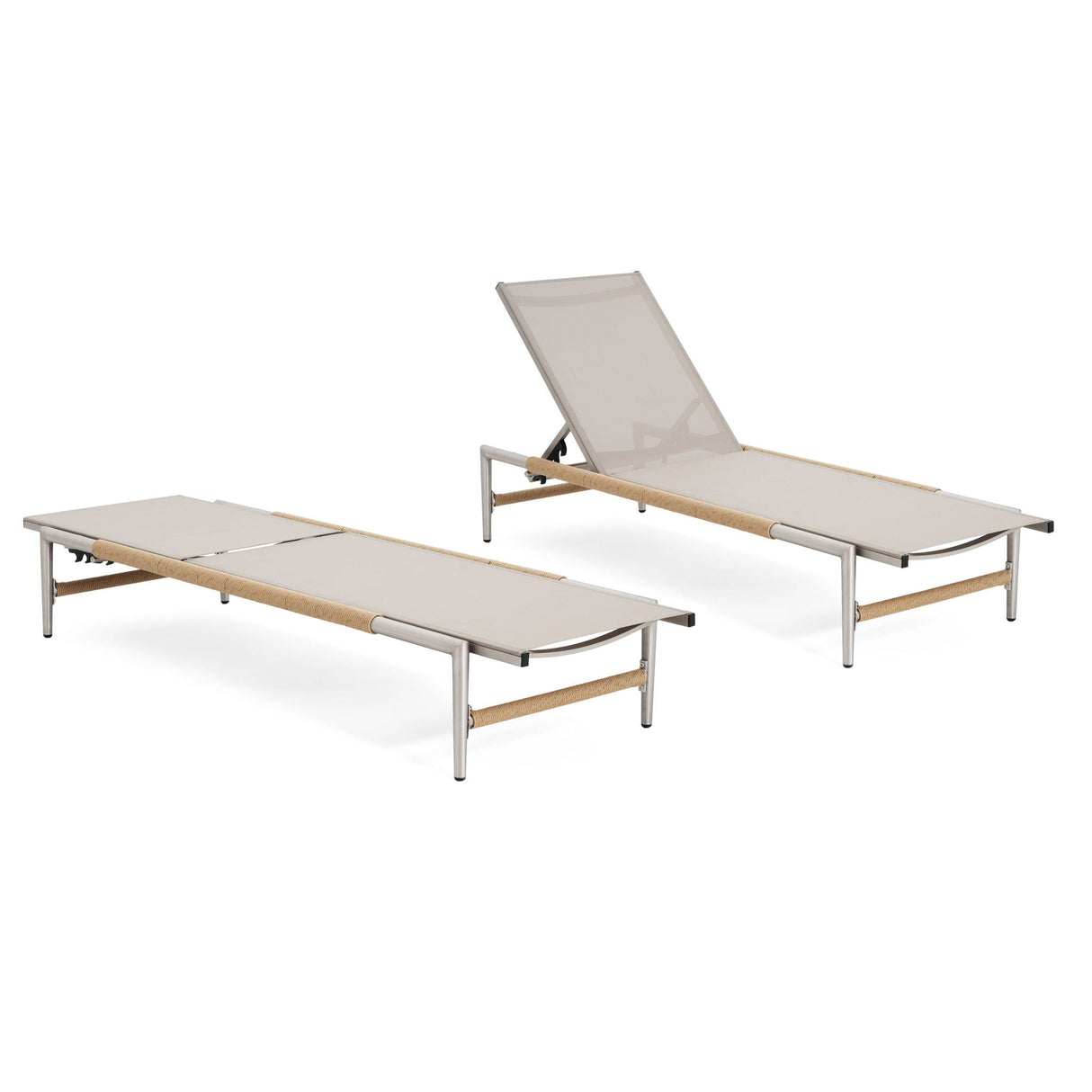 Hargrove - Outdoor Patio Aluminum Chaise Lounge (Set of 2) - Natural / Silver - Best Buy Furniture