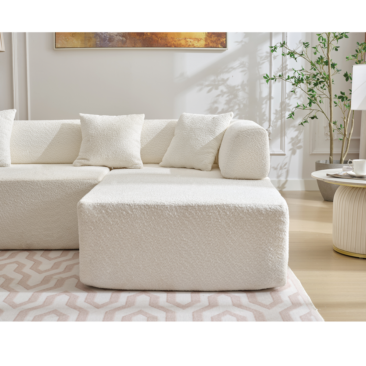 Modern Minimalist 140" L-Shape Couch