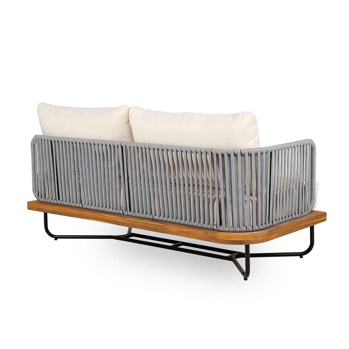 Lucca Outdoor 6 Seaters Acacia Wood and Rope Woven Patio Set