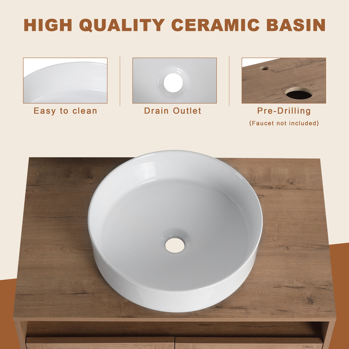 30" Bathroom Vanity with Ceramic Art Sink