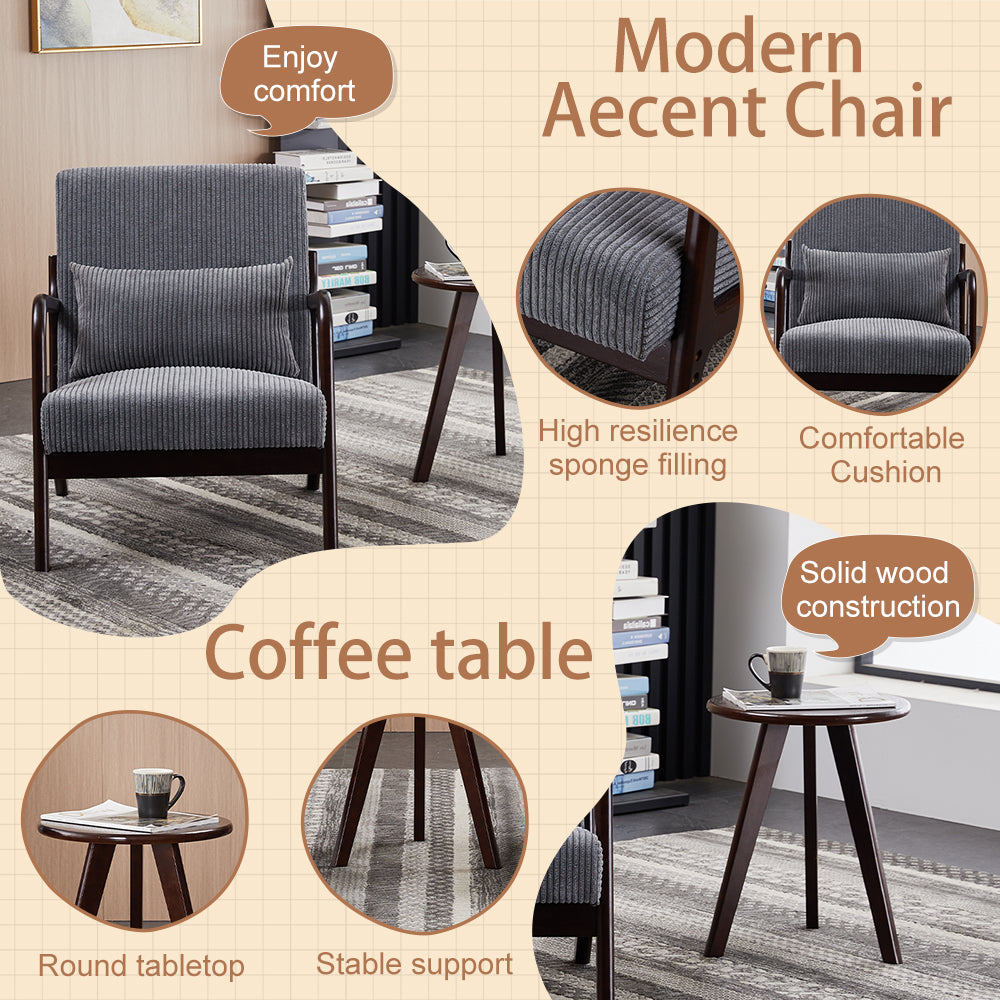 Mid-Century Modern Accent Chair & Coffee Table Set