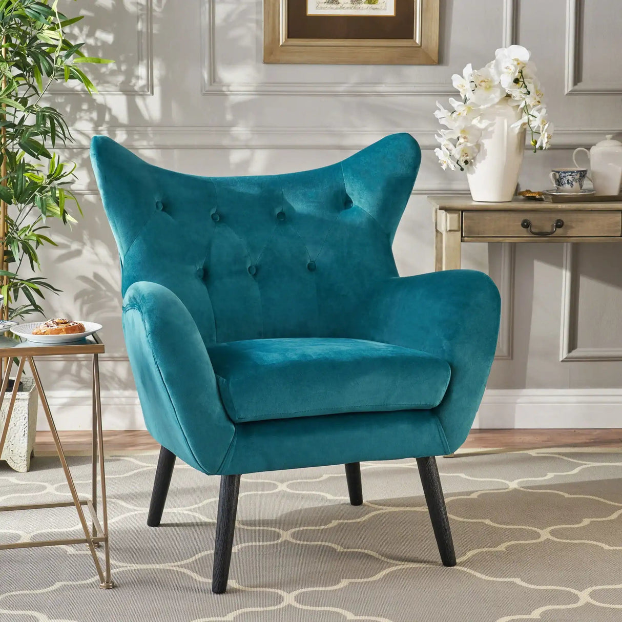 Alyssa - Mid Century Upholstered Arm Chair With Wingback Design - Best Buy Furniture