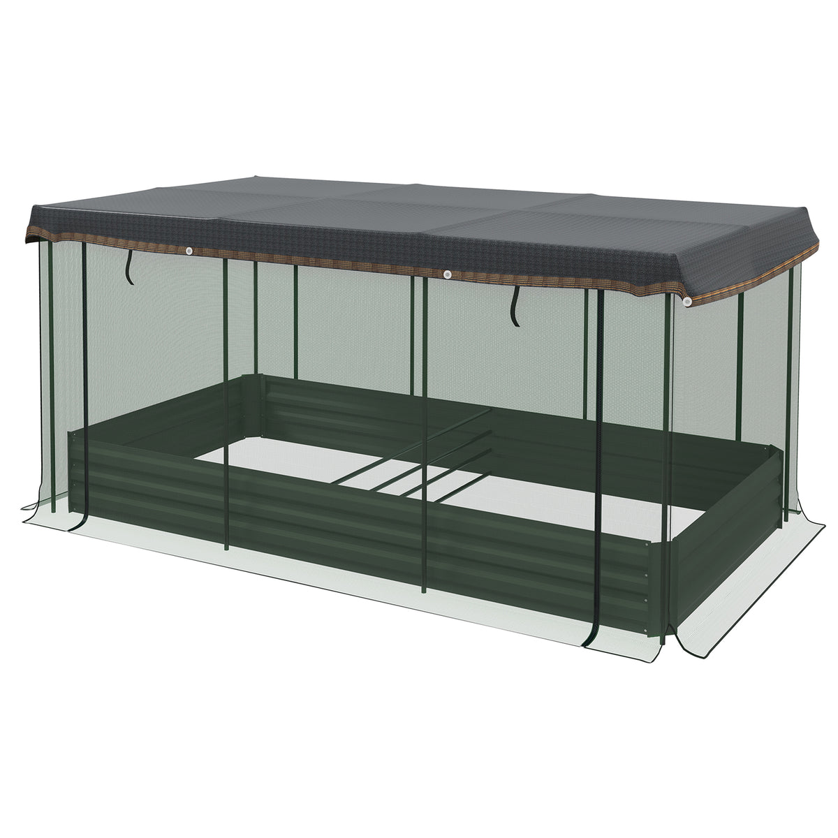Outsunny Galvanized Raised Garden Bed with Crop Cage and Shade Cloth
