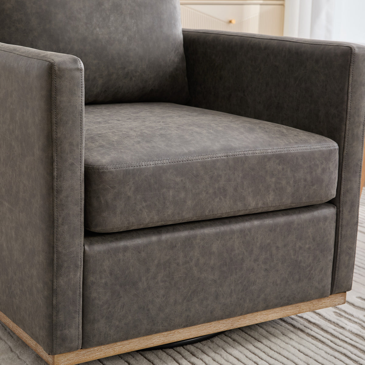 30.7"W Upholstered Square Swivel Accent Chair