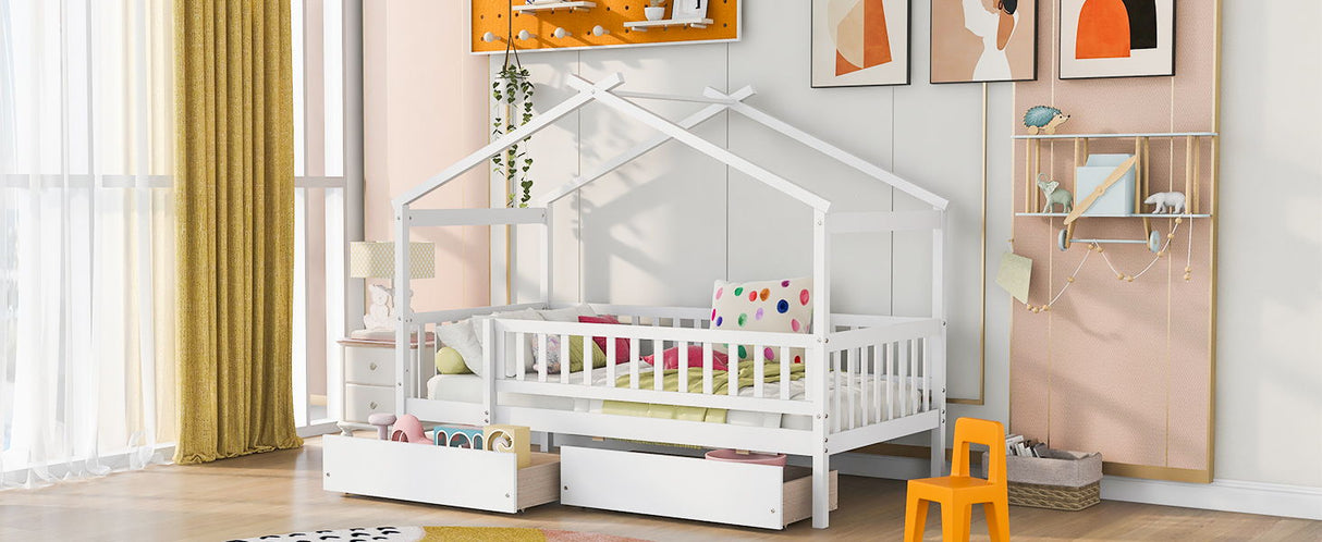 House Bed With 2 Drawers