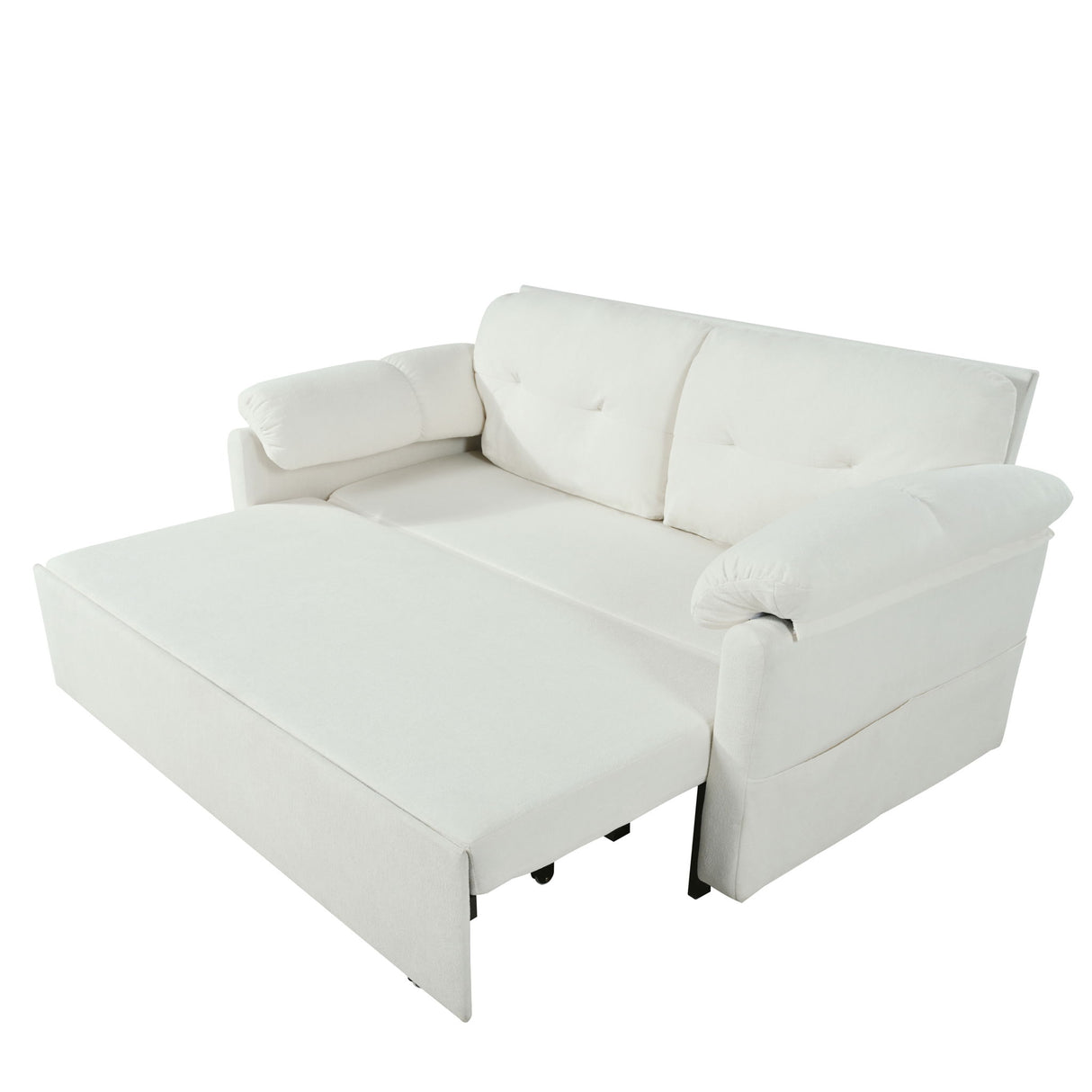Convertible Pull Out Sofa Bed Queen Size, 3 In 1 With Side Storage
