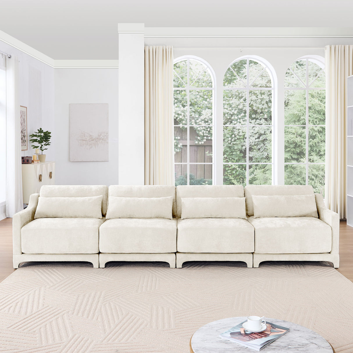 Elegant Sofa With Ergonomic Design And Lumbar Pillows