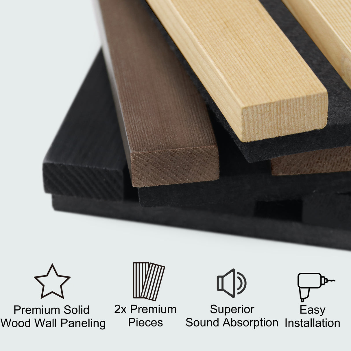 2 Pack Acoustic Solid Wood Wall Panels