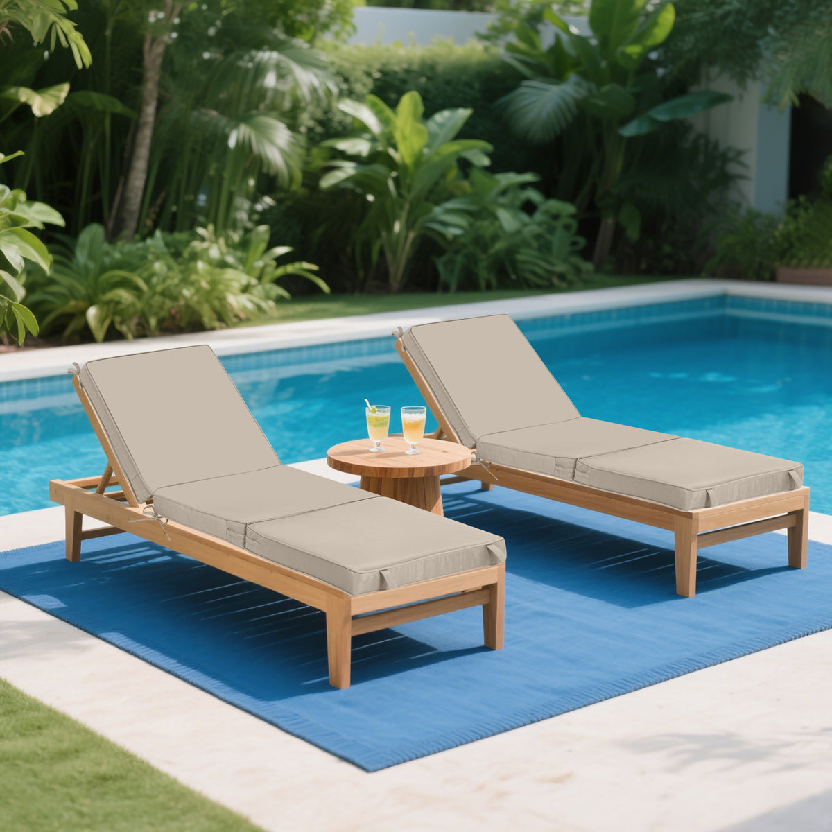 Outdoor Chaise Lounge Cushions Set of 2
