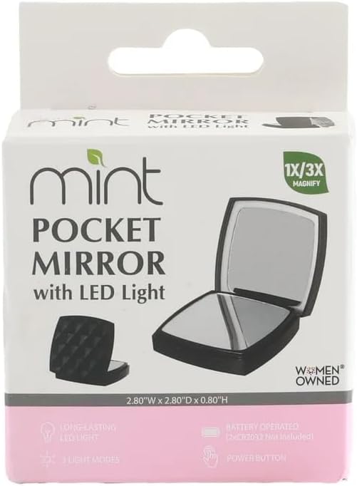 Black - 1x/3x Magnifiying Rechargeble LED Compact Makeup Mirror