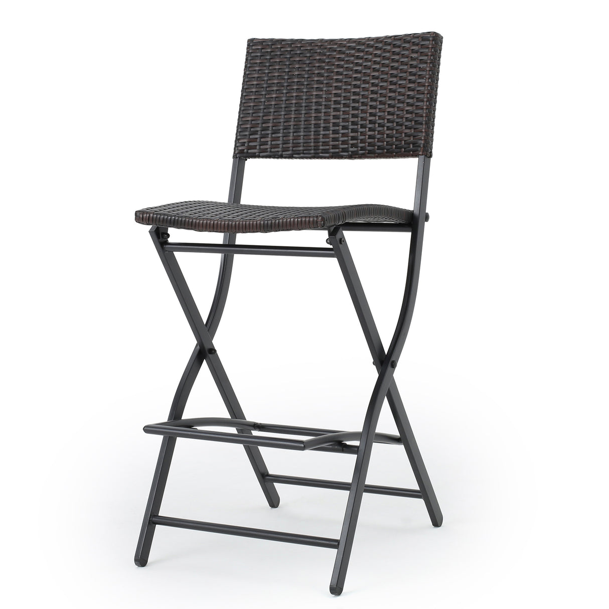 Outdoor Wicker Barstools Faux Rattan Patio Bar Stools - Set of 2