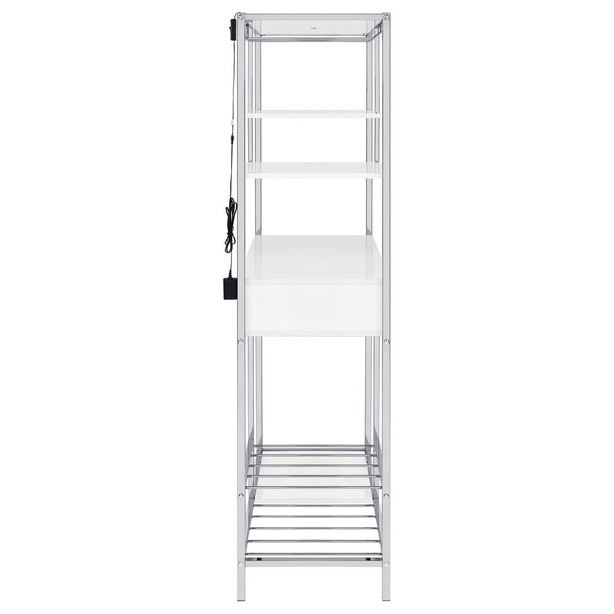 Draper - 5 Shelf LED Wine Cabinet With Pull Out Drawer - Gloss White