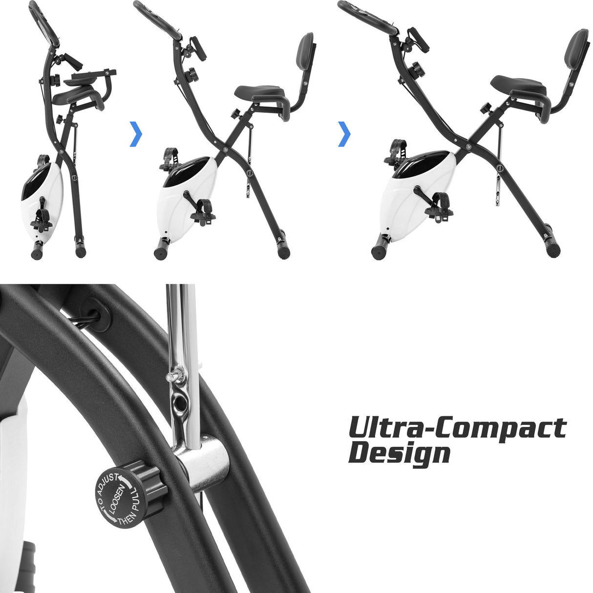 Exercise Bike Folding Stationary Bikes For Home With 16 Level Magnetic Resistance