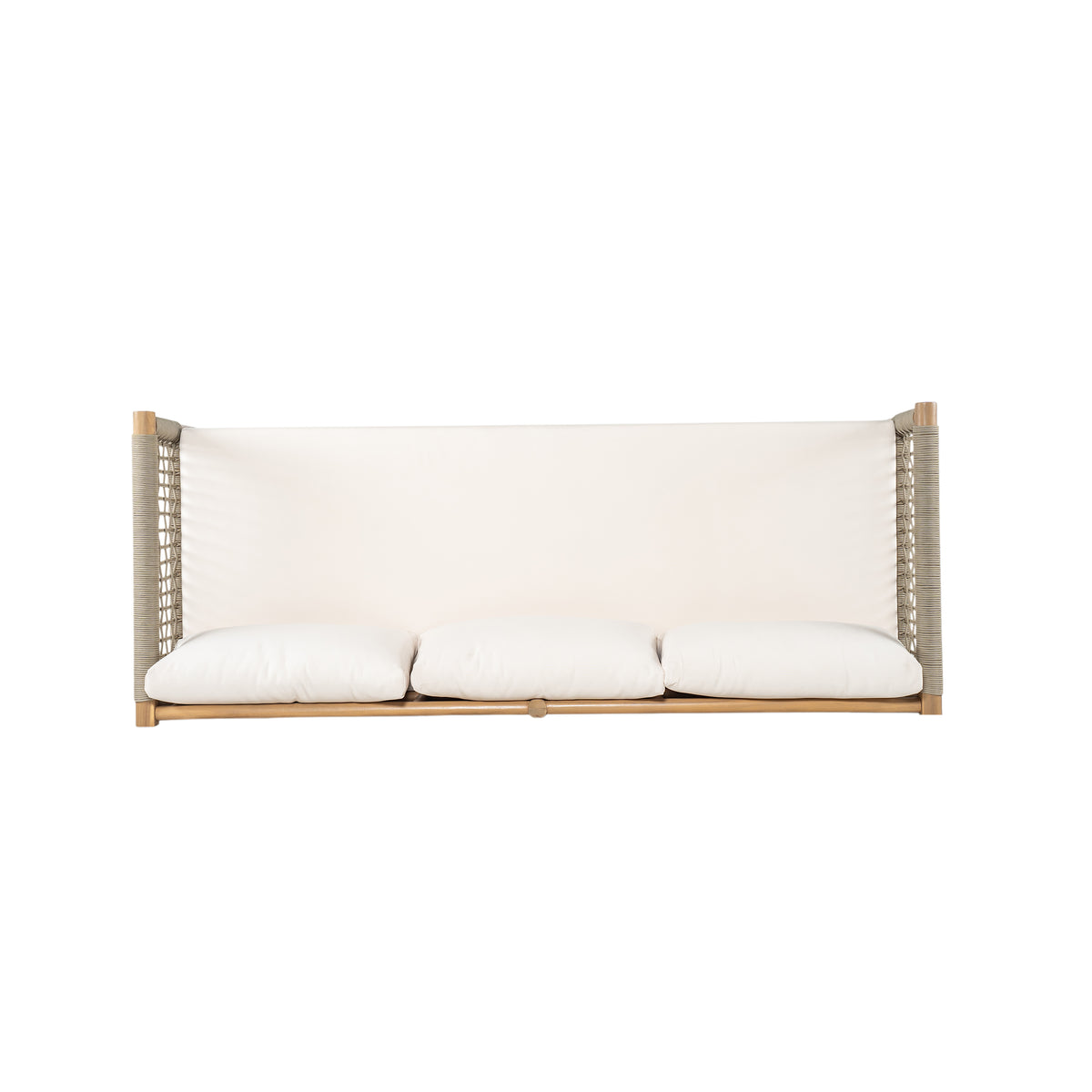 Outdoor Acacia Wood 3-Seater Sofa with Rope Woven Arms