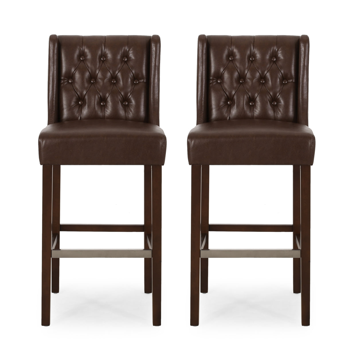 30.5 Inch Seat Height Bar Stool with PU Upholstery and Metal Footrest