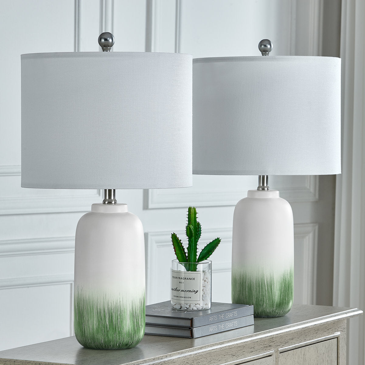 23-Inch Modern Green Ceramic Table Lamp