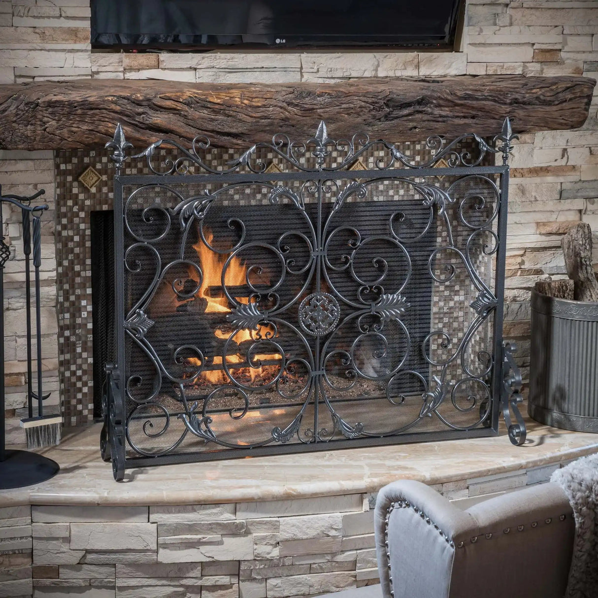 Darcie - Wrought Fireplace Screen, Ornate Design - Best Buy Furniture