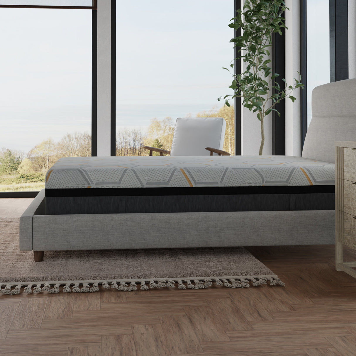 Hybrid copper gel cooling memory foam mattress with edge support and air ridge foam