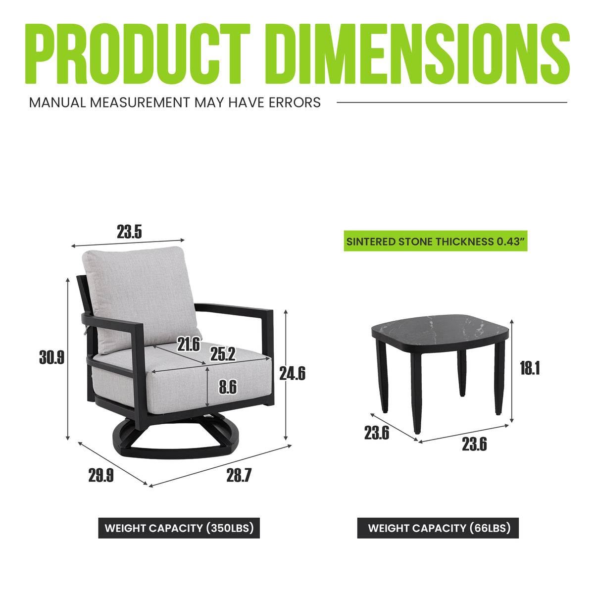 3PC Outdoor Aluminum Patio Furniture Set