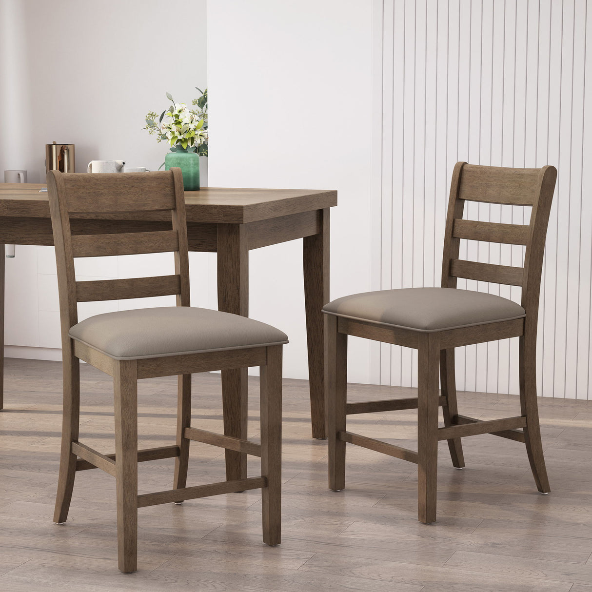 Farmhouse Upholstered Wood Counter Stools - Best Buy Furniture