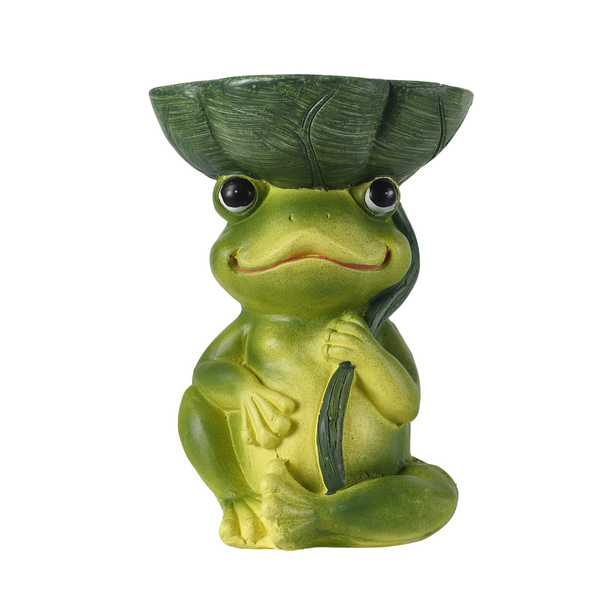 Magnesium Oxide Frog Stool Garden Statue with Lotus Leaf Seat - Outdoor Decor