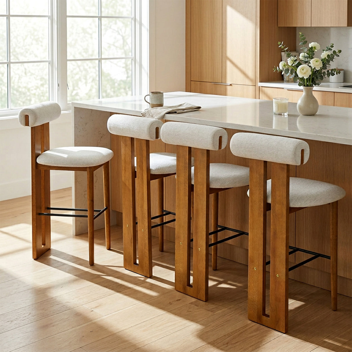 Renee Indoor Contemporary Rolled-Back Bar Stool