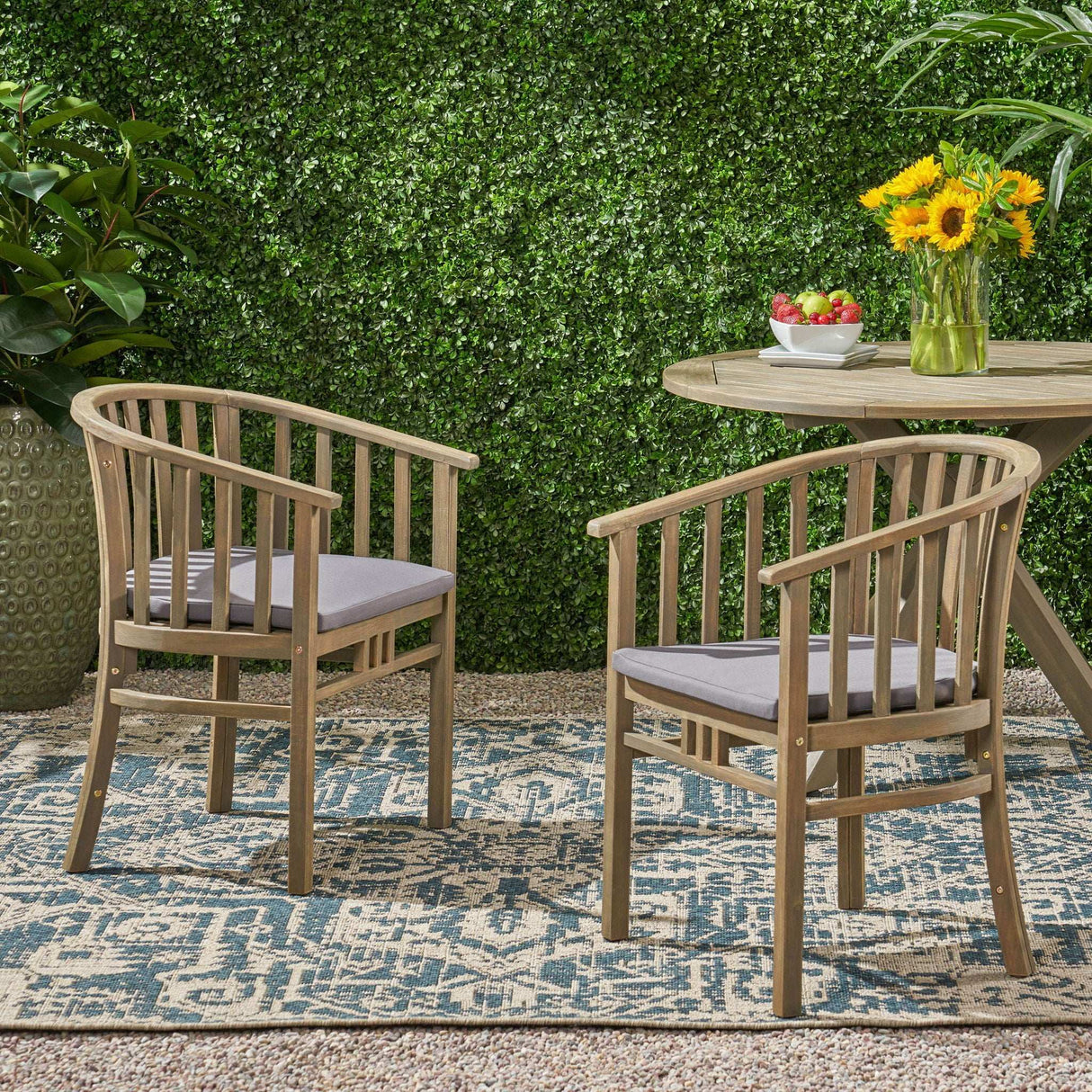 Outdoor Wooden Dining Chairs With Cushions (Set of 2) - Best Buy Furniture