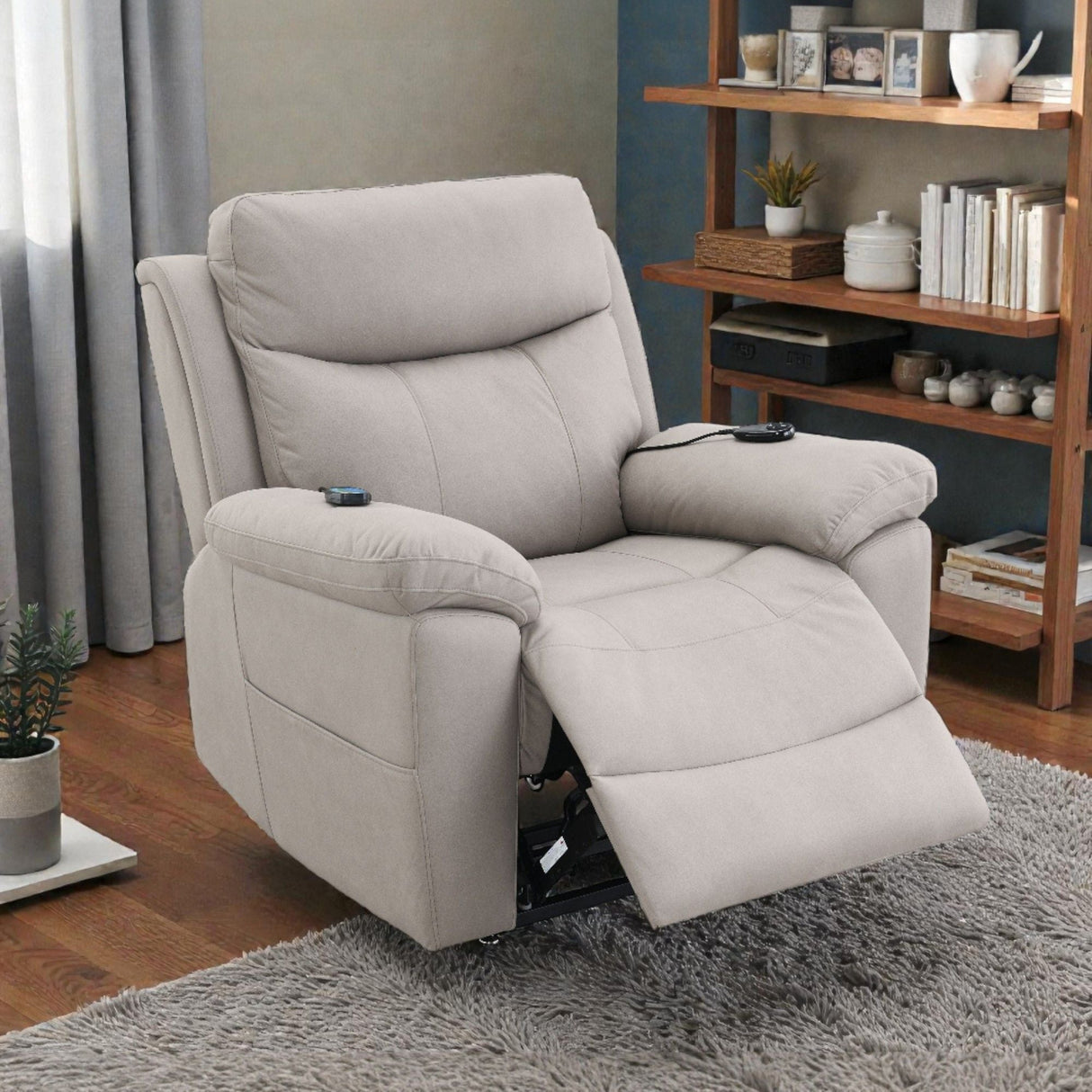Chriki Power Motion Recliner With Lift Heating Massage Chair - Beige