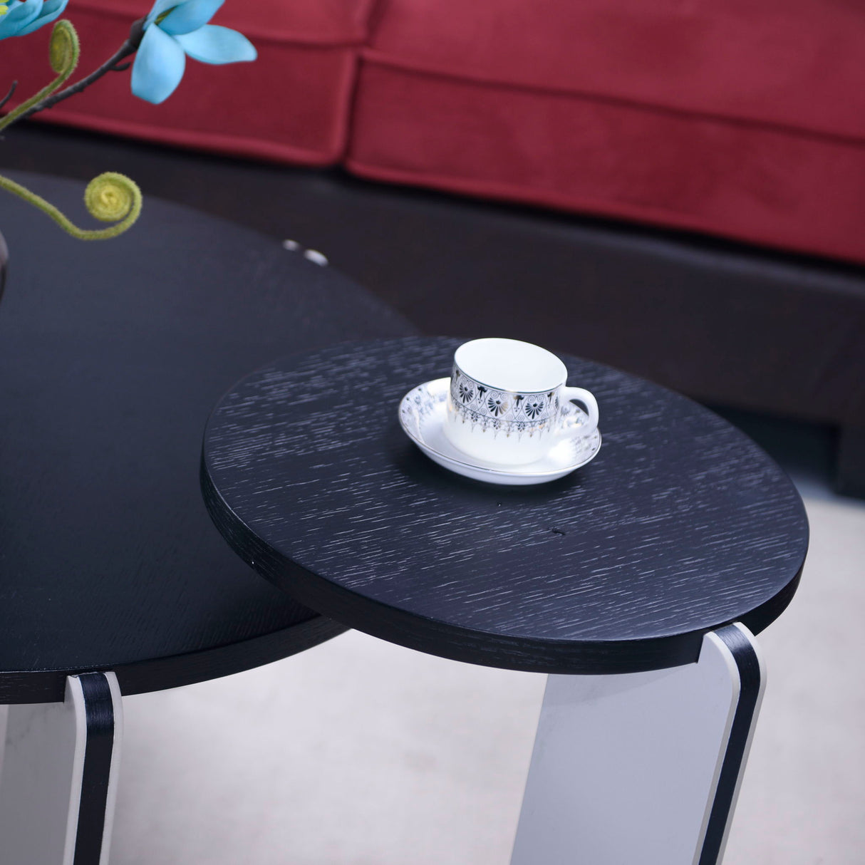 Round Coffee & End Table Set - Black