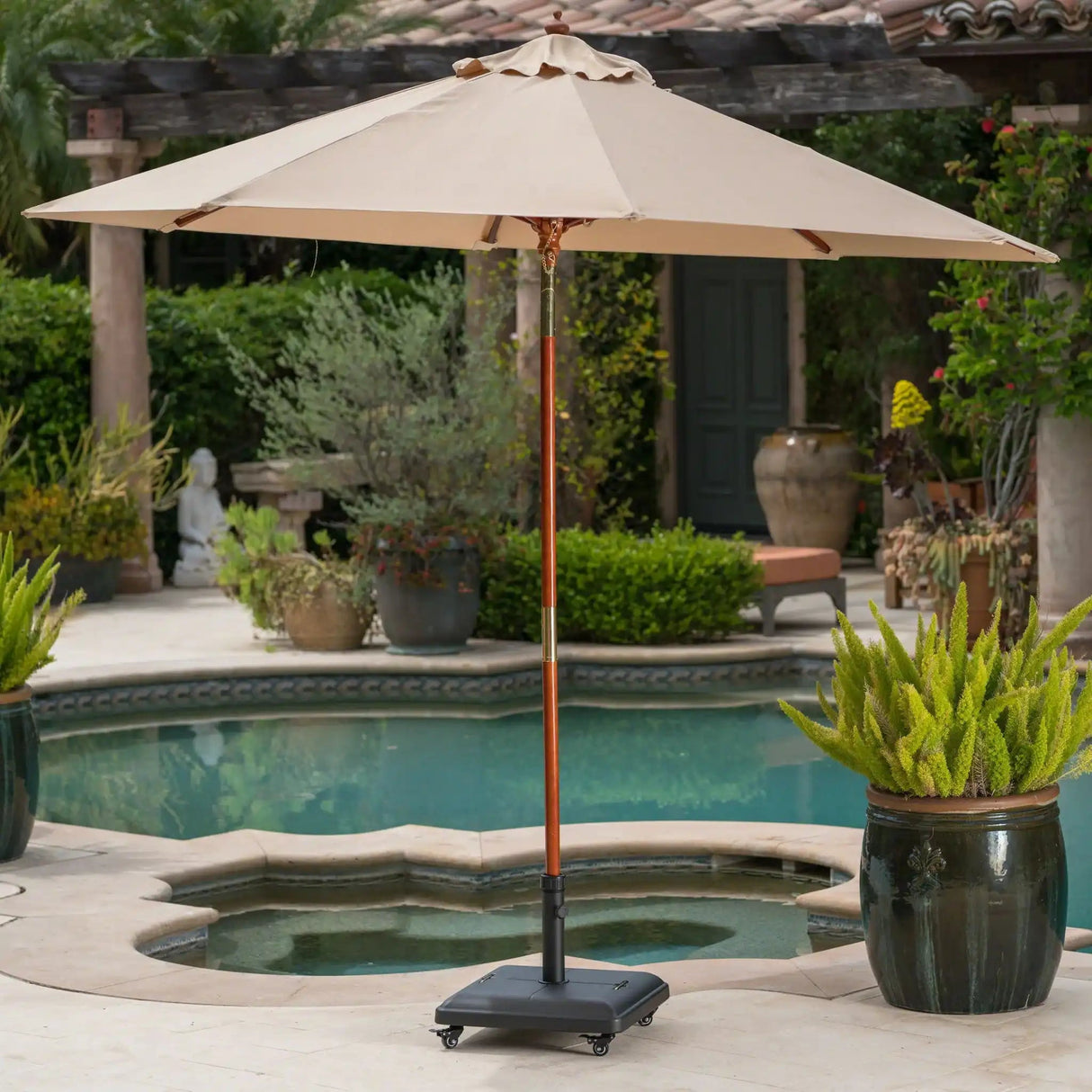 Wheelie - Stylish Square Umbrella Base With Stainless Steel Pole Handle - Best Buy Furniture
