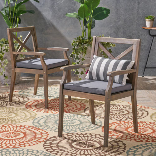 Perla Patio Dining Chair Set - 2 Pieces with Cushions