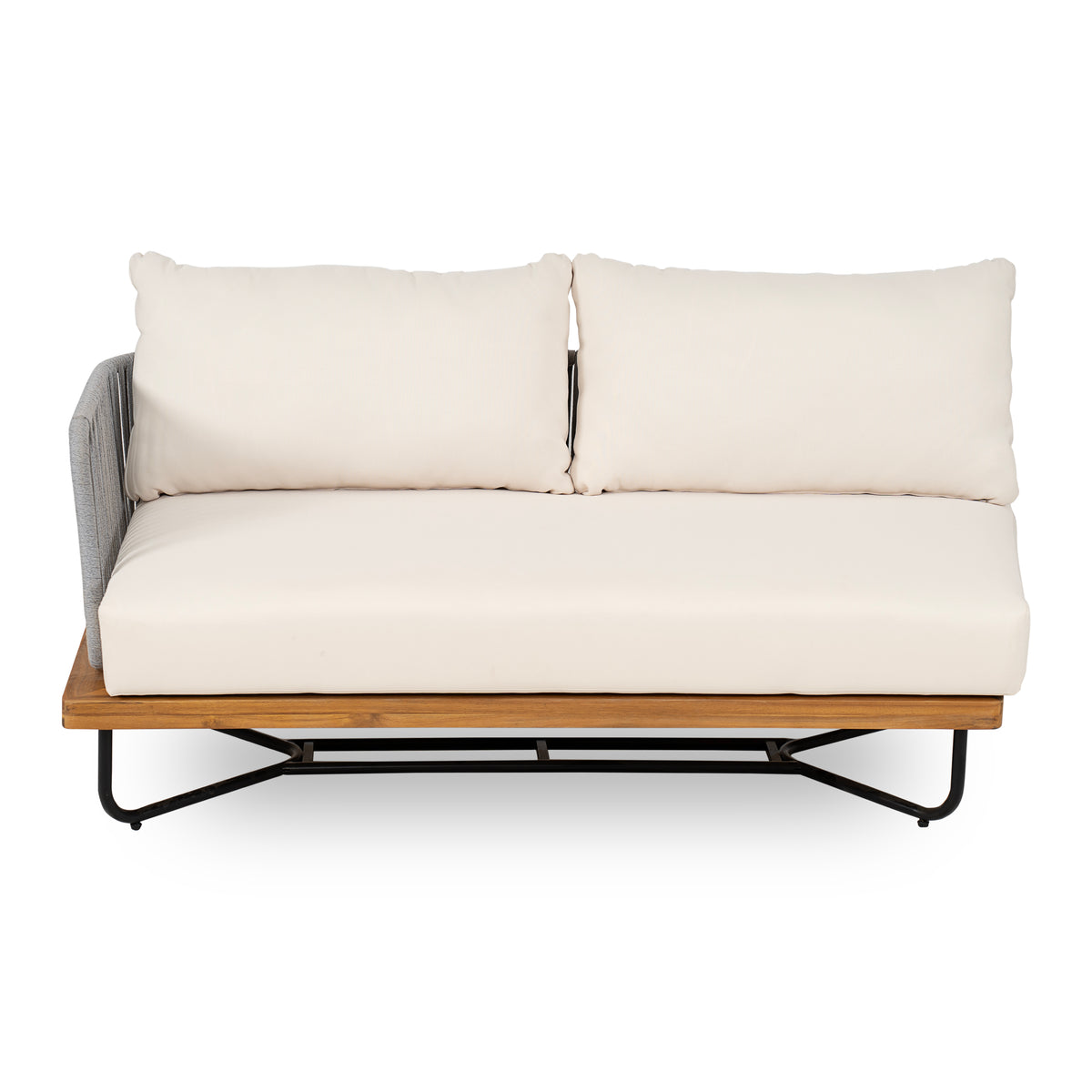 Lucca Outdoor 6 Seaters Acacia Wood and Rope Woven Patio Set