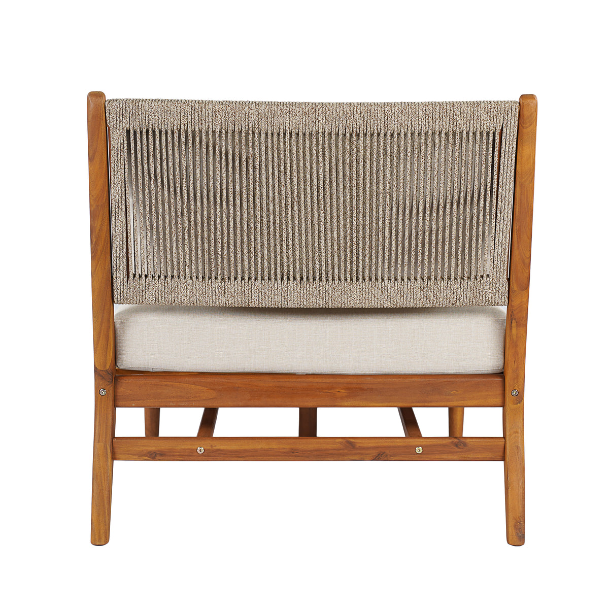 Cape Outdoor Acacia Chaise Lounge with Rope Woven