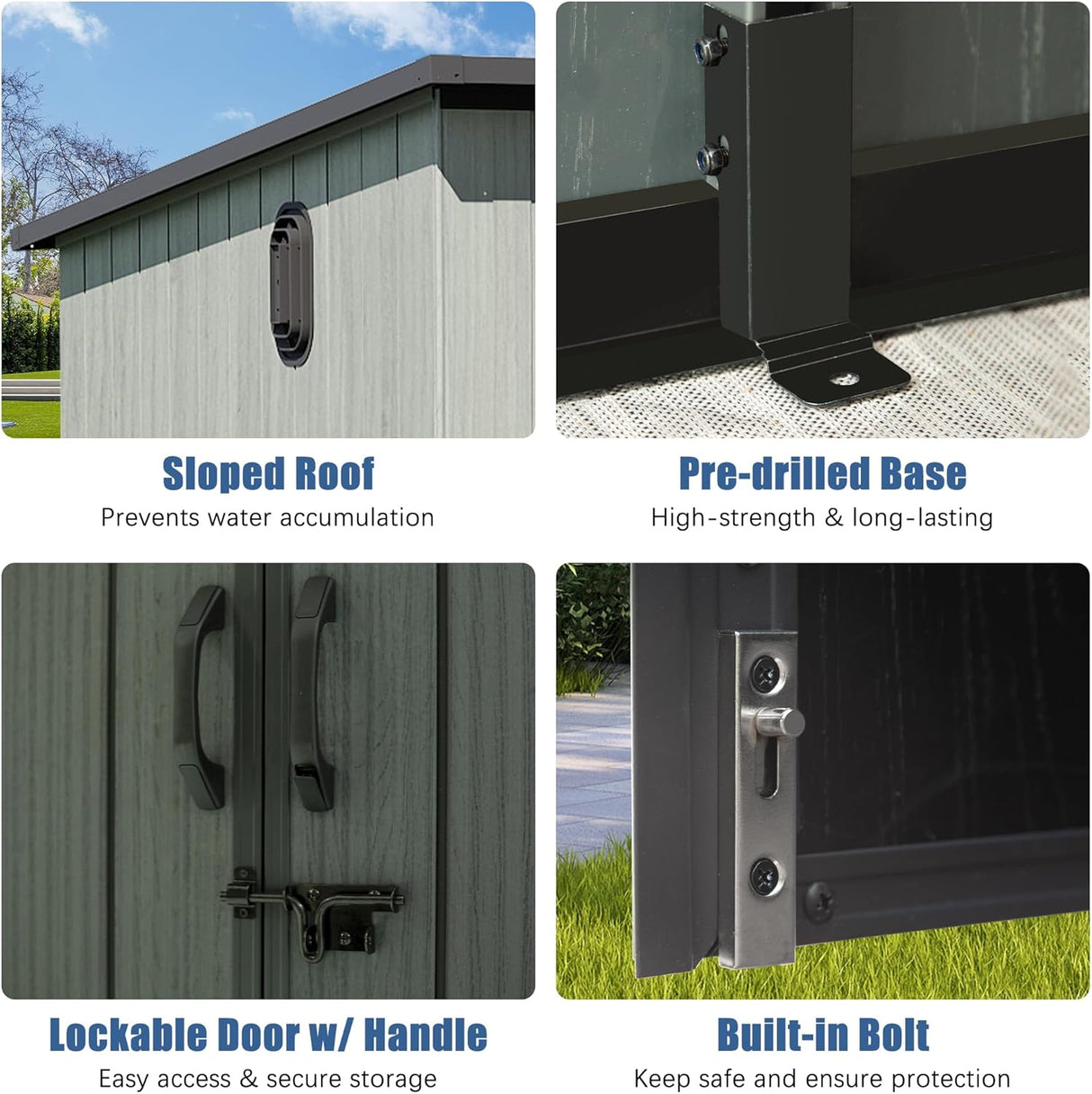 6x9FT Outdoor Resin Storage Shed with Transparent Windows & Louvered Vents