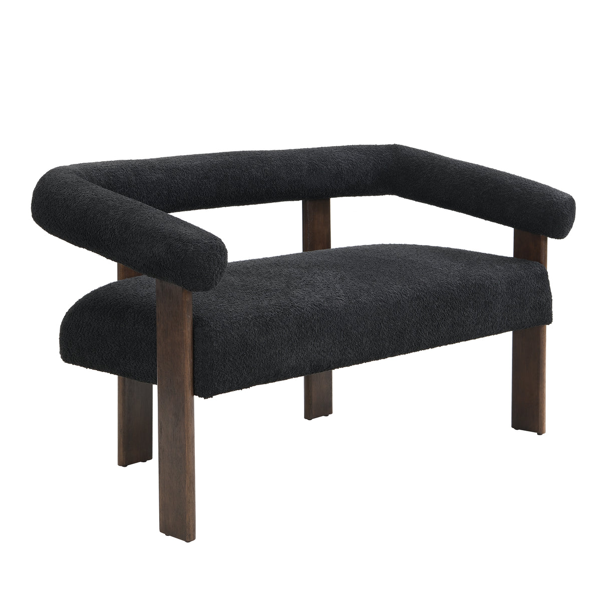 Round Armrest Loveseat (Black + Brown)