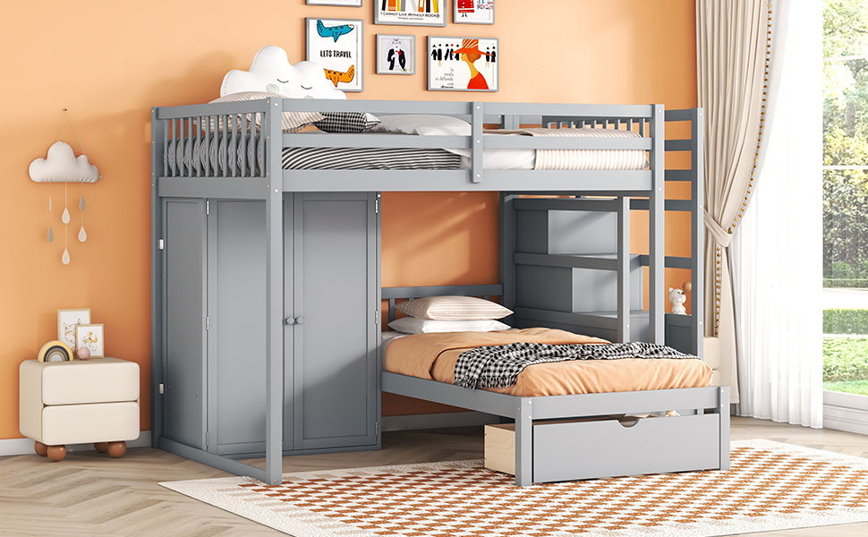 Bunk Bed With Wardrobe, Drawers