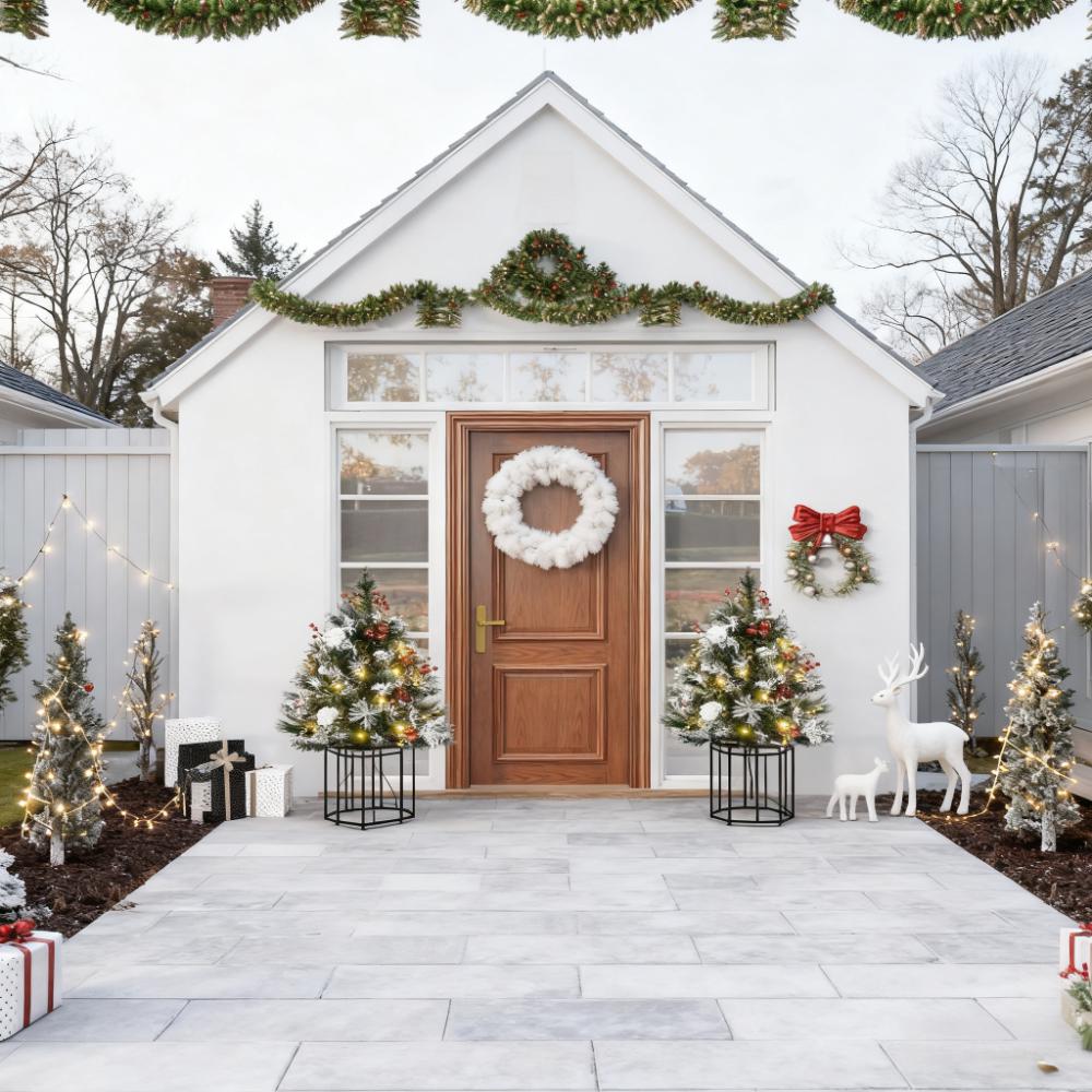 Artificial Christmas Tree, Festive Outdoor Christmas Porch Decor Set