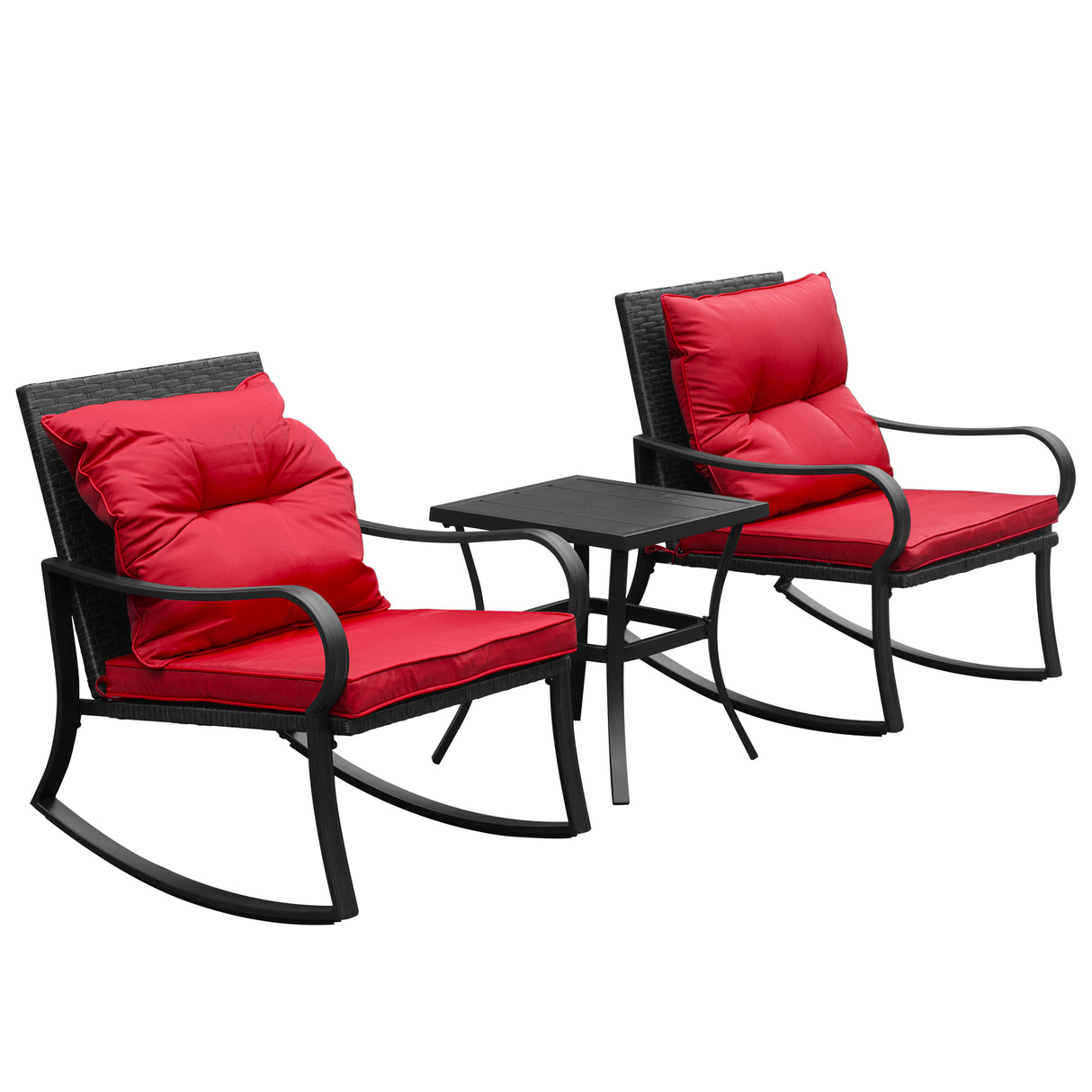 Metal 2-Person Outdoor Patio Rocking Seating Group with Cushions