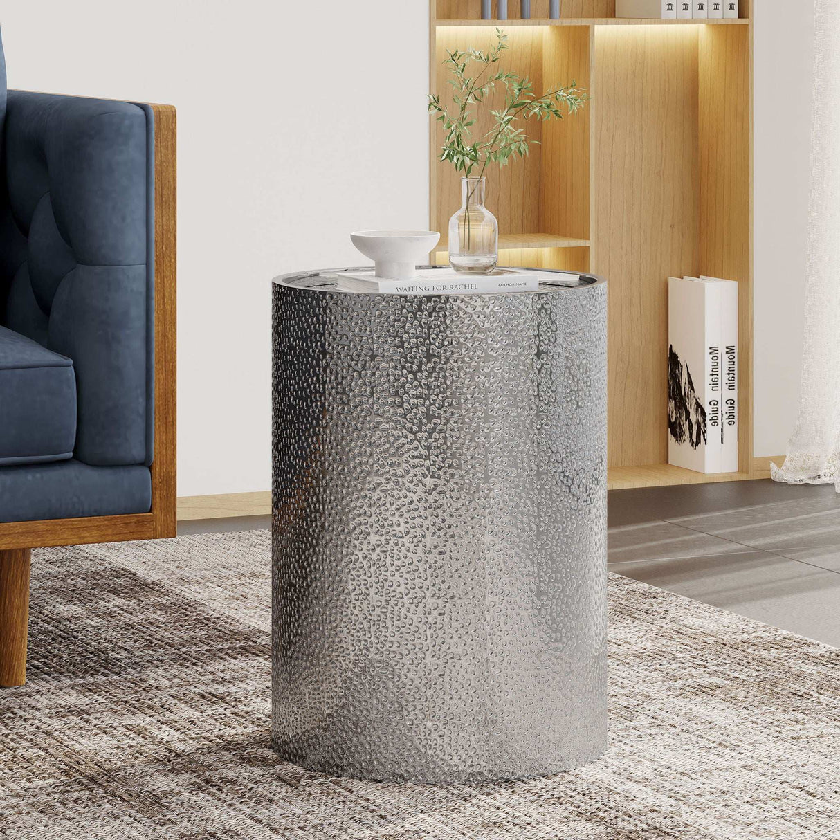 Modern Round Accent Table With Hammered Surface - Best Buy Furniture