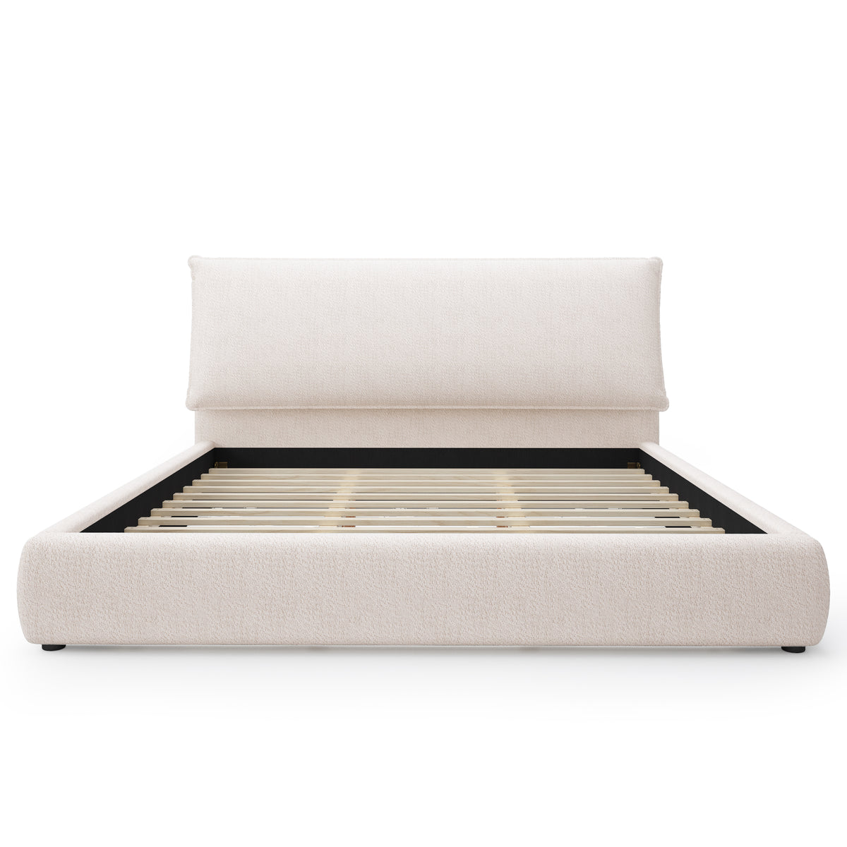 Upholstered Platform Bed Frame with Oversized Plush Pillow Headboard
