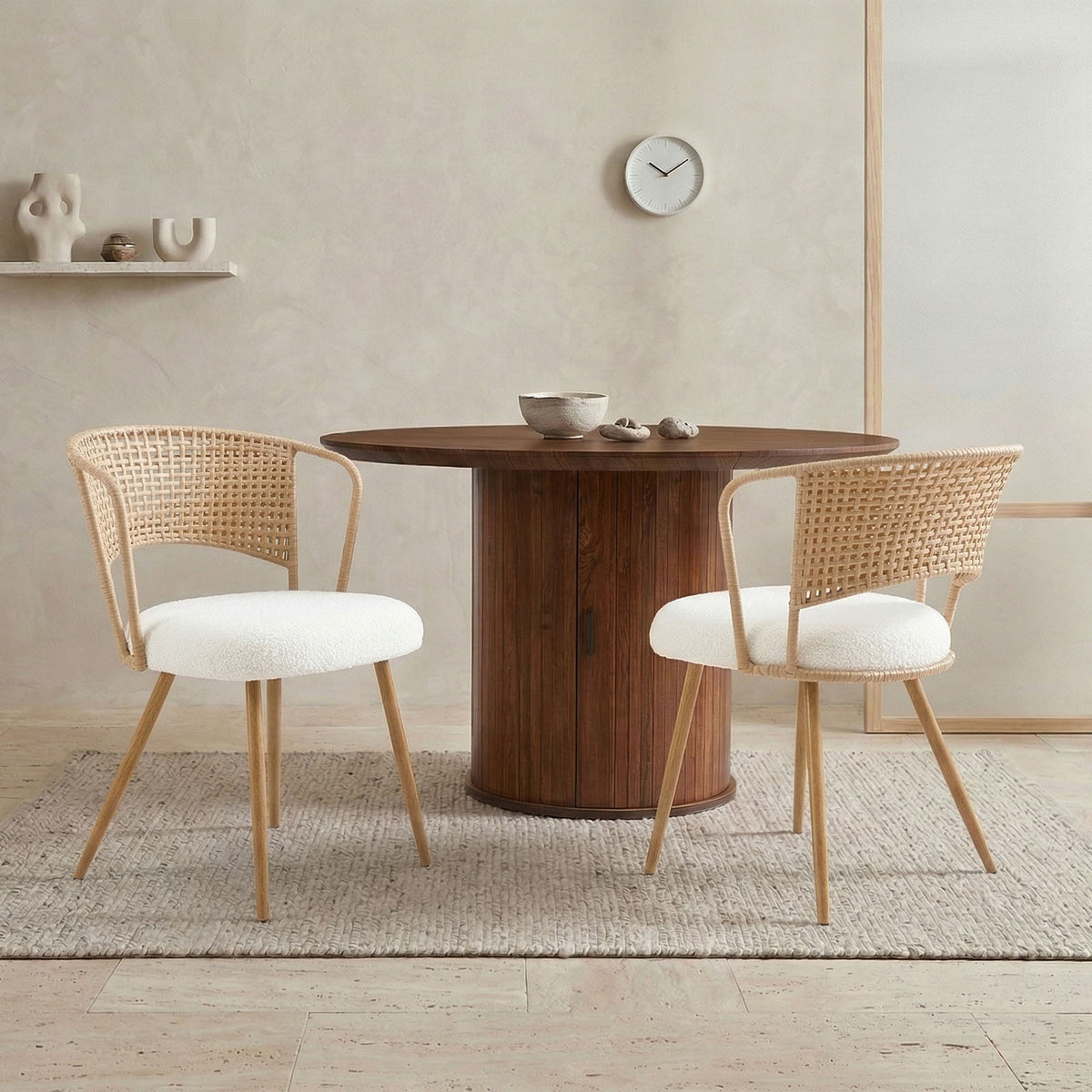 Wicker Dining Chairs - 2-Piece Set - Farmhouse Style